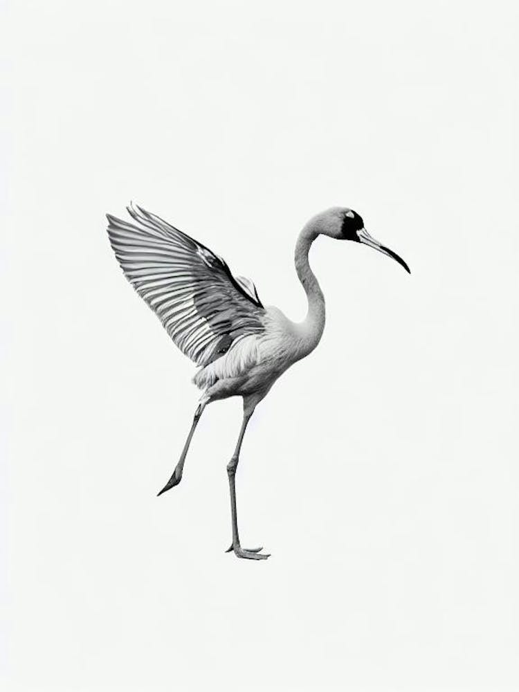 Greater Flamingo B&W Pencil Drawing 2 Bird