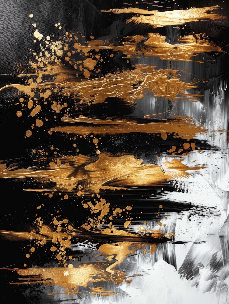 Gold And Black Abstract Painting 126