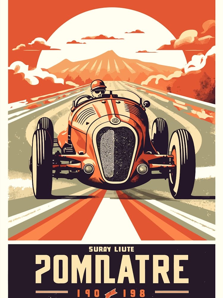 Old Vintage Racing Car Illustration