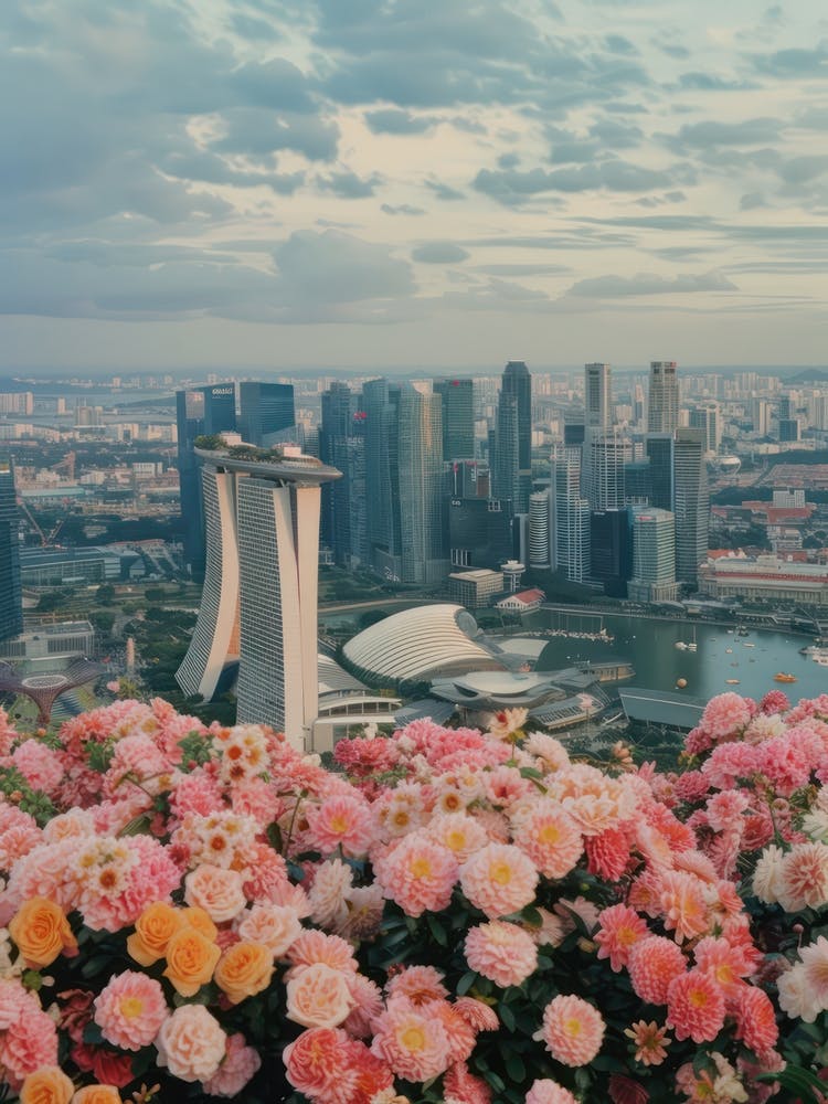 Singapore   Floral Retro Collage Style 3