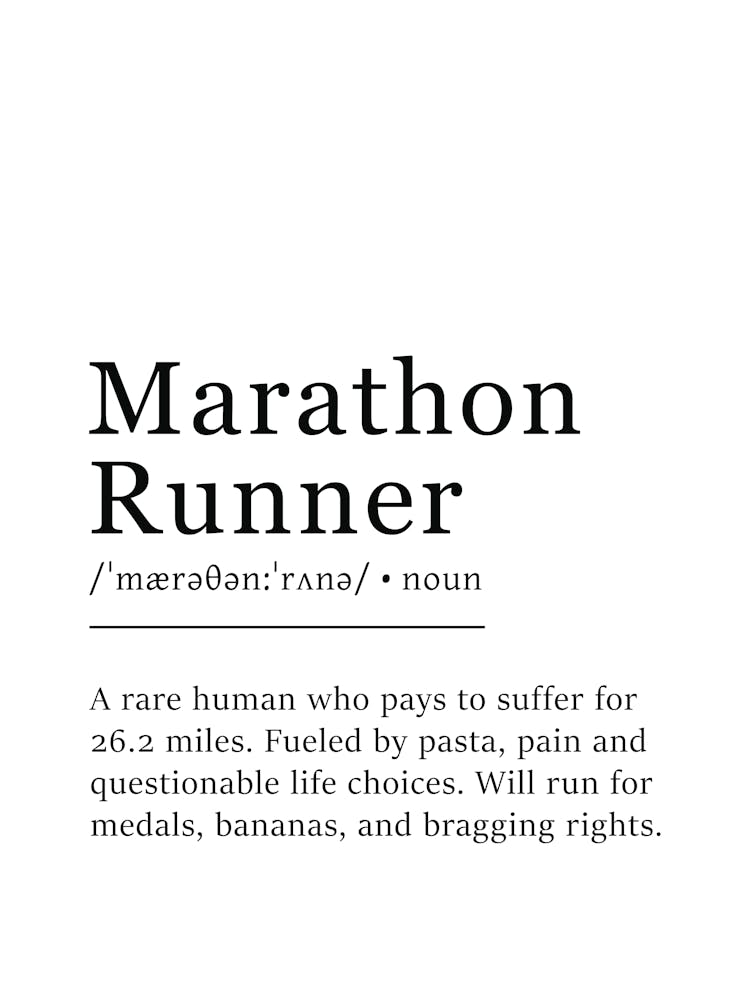 Marathon Runner Definition Poster - Dictionary