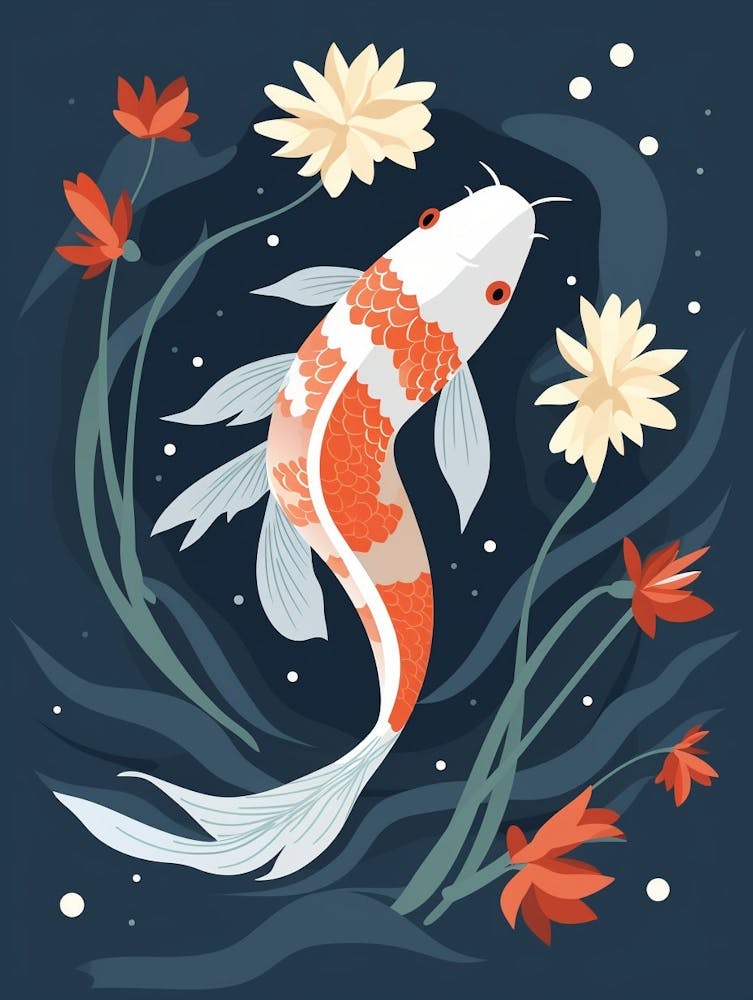 Koi Fish Japanese Style Illustration 1