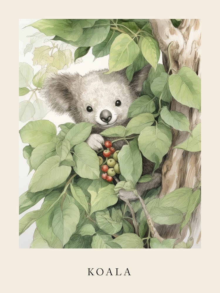 Beatrix Potter Inspired  Animal Watercolour Koala 1