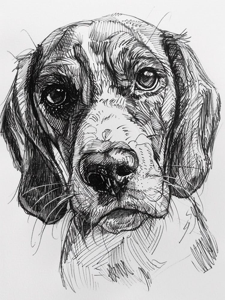 Beagle Dog Line Sketch 3