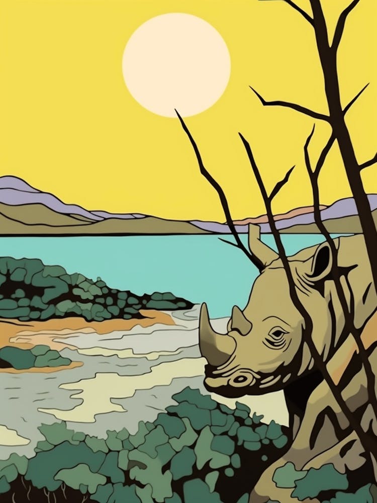 Rhino With The Sun Geometric Illustration 5