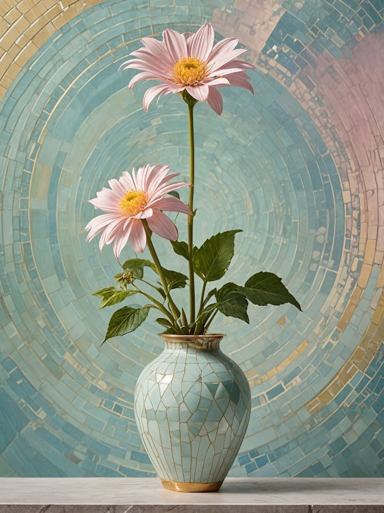 Mosaic Vase With Flowers no2