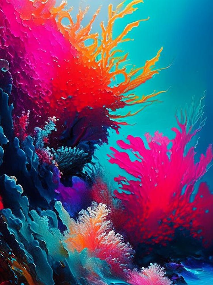 Coral Reef Waterscape Bright Abstract 2