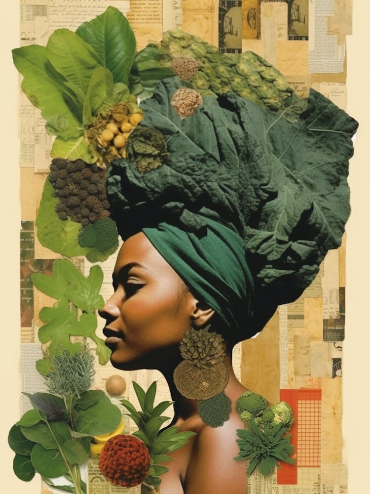 Afro Collage Portrait Green 