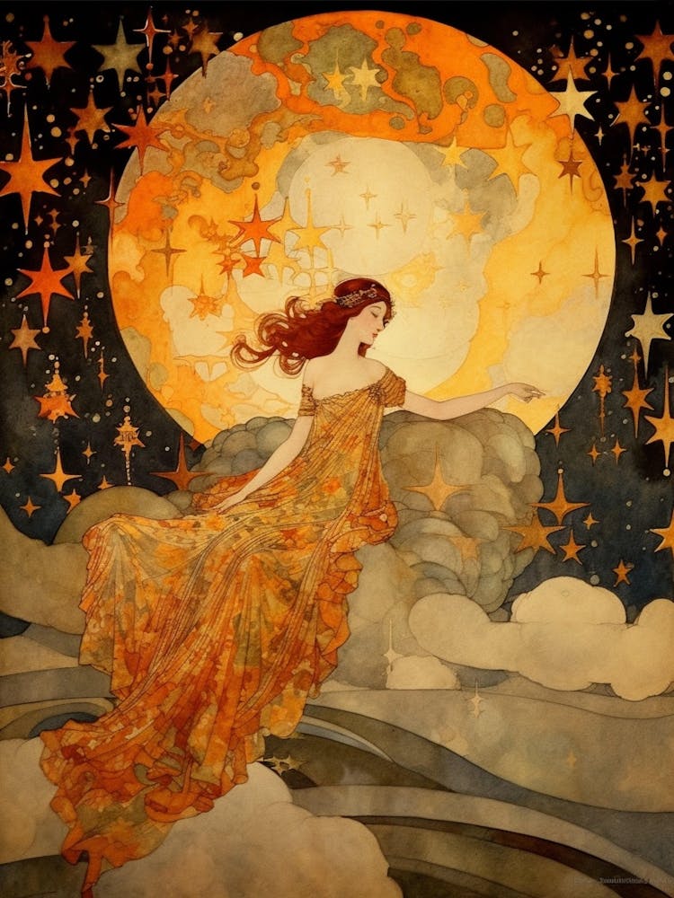 Vintage Celestial Art Woman 3