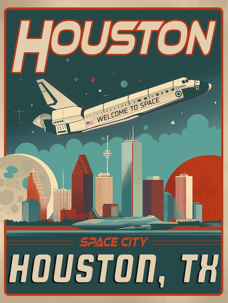 Houston, Texas - Affiche vintage