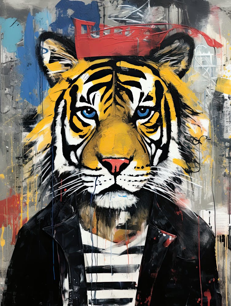 Tiger in a striped shirt