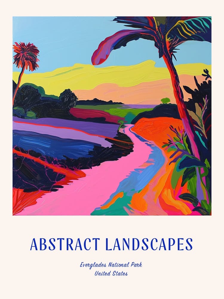 Colourful Abstract Everglades National Park Usa 3 Poster Blue