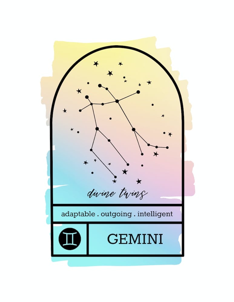 Gemini Zodiac Sign | Rainbow Gradient