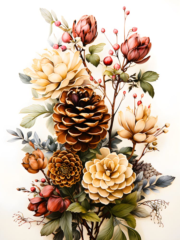 Elegant Botanical Artwork – Earthy Tones & Autumn Vibes