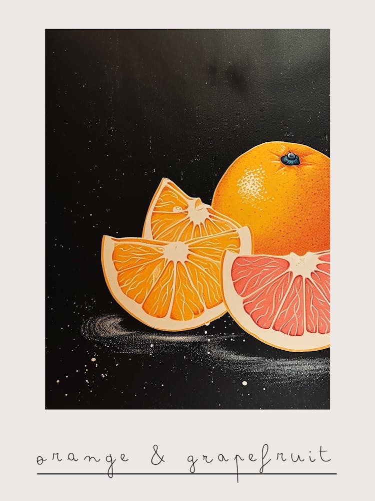 Art Deco Orange & Grapefruit Poster