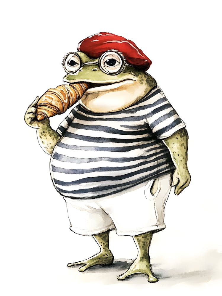 Frog With A Croissant