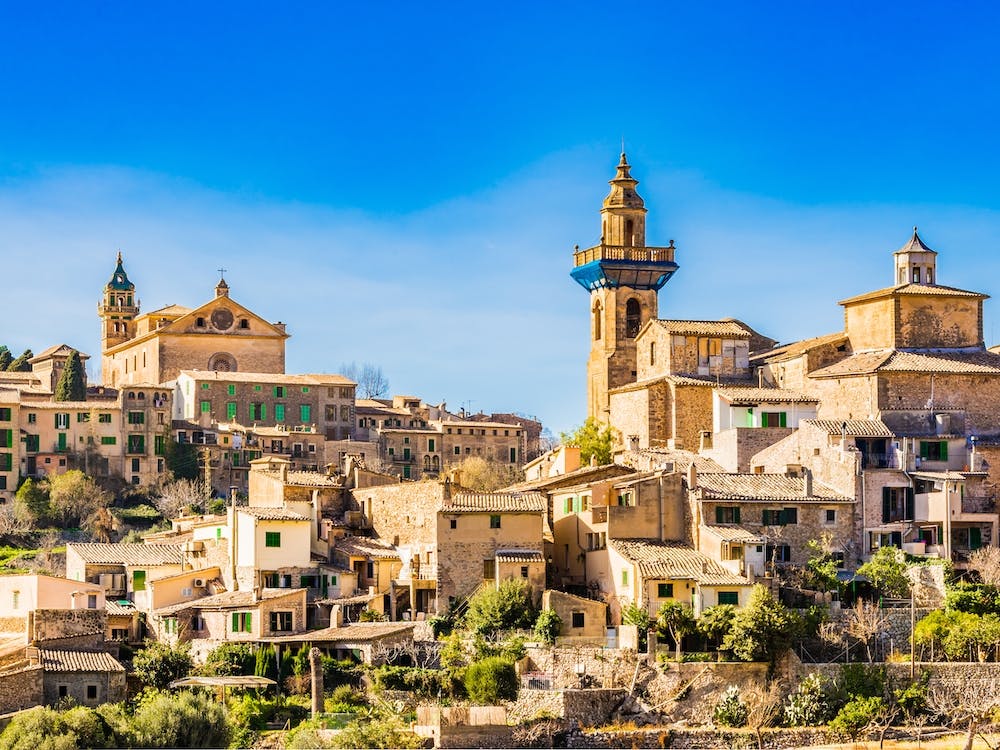 Valldemossa, Idyllic view of mediterranean village at Spain, Mallorca. This idyllic location is a traveler's paradise, offering a rural scene that is both peaceful and inspiring. Experience the beauty of Spain and the Balearic Islands