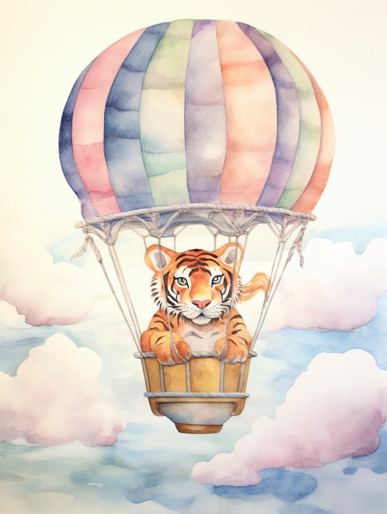 Baby Tiger In A Hot Air Balloon