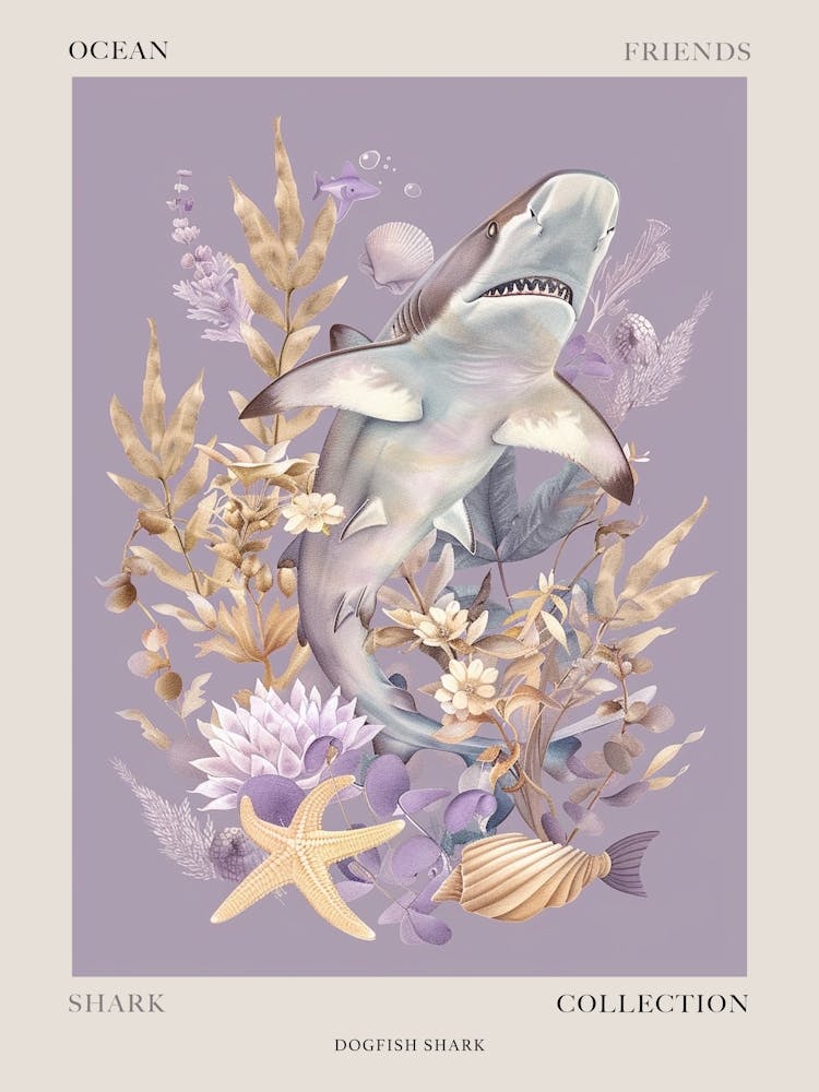 Purple Dogfish Shark Illustration 2 Poster