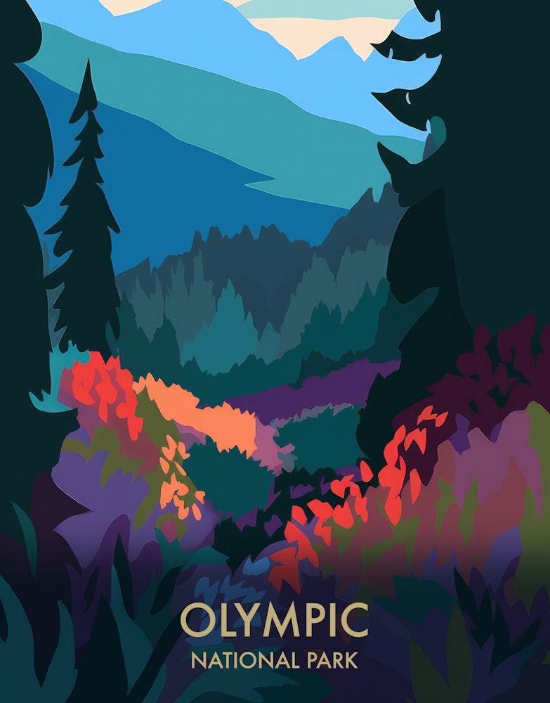 Olympic National Park Matisse Style Vintage Reiseplakat 3