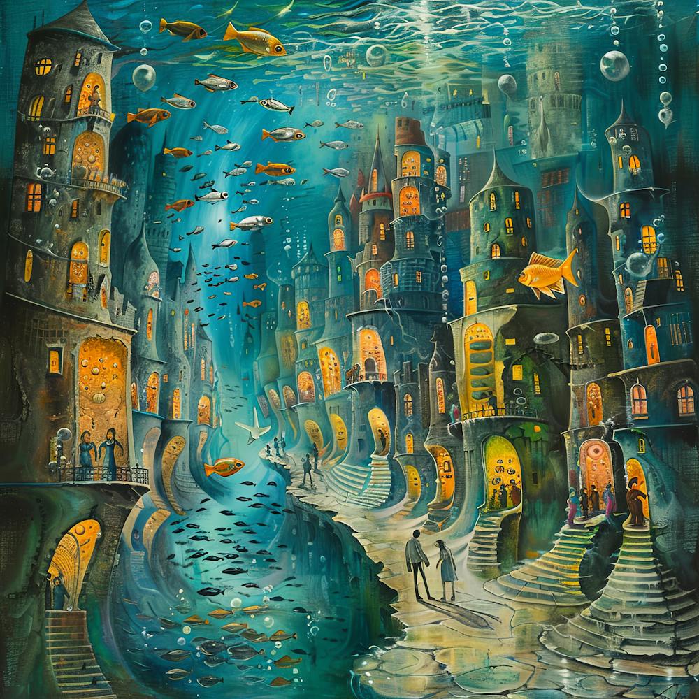 Sardine Cityscape. Fishy Fantasy.