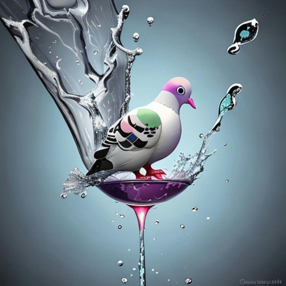 Pigeon In Water