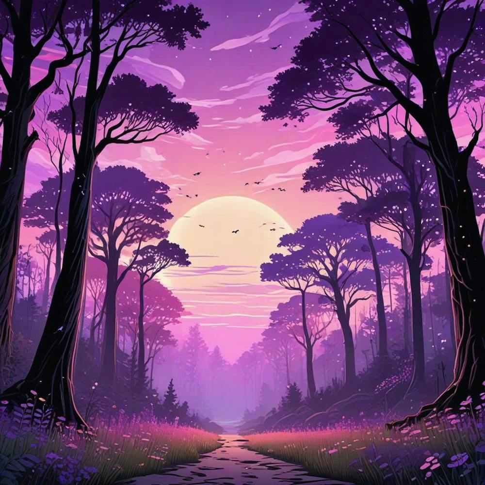 Forest Sunset In Road (1)