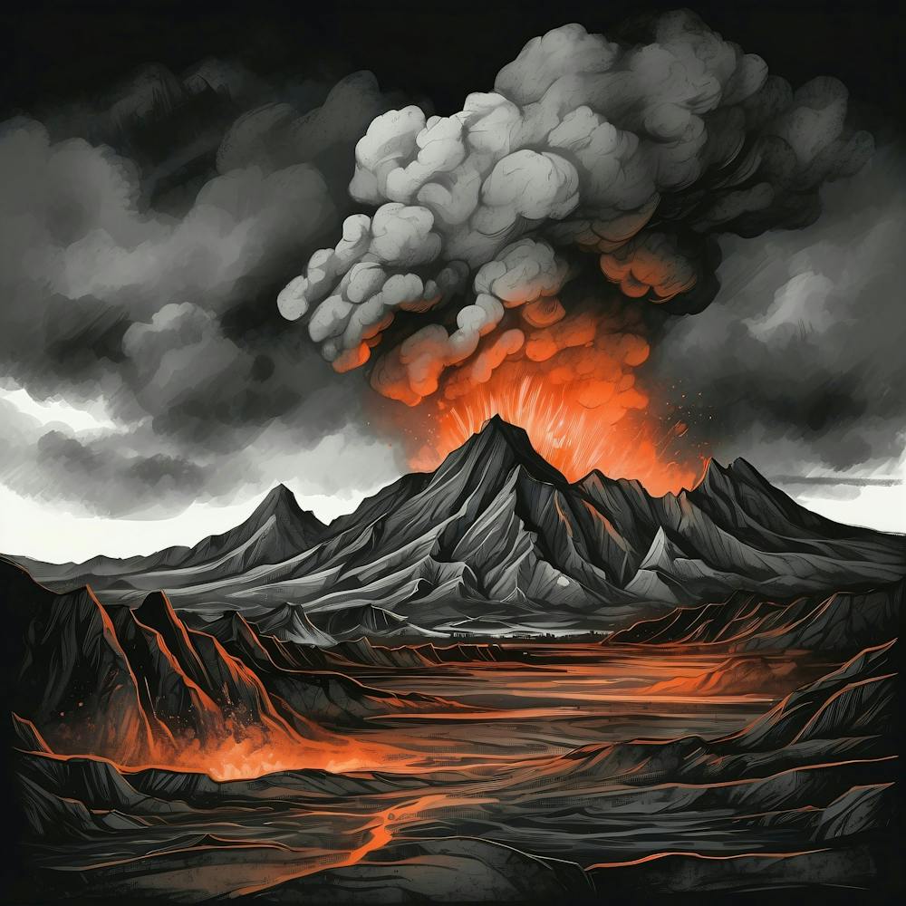 volcano smoke art print
