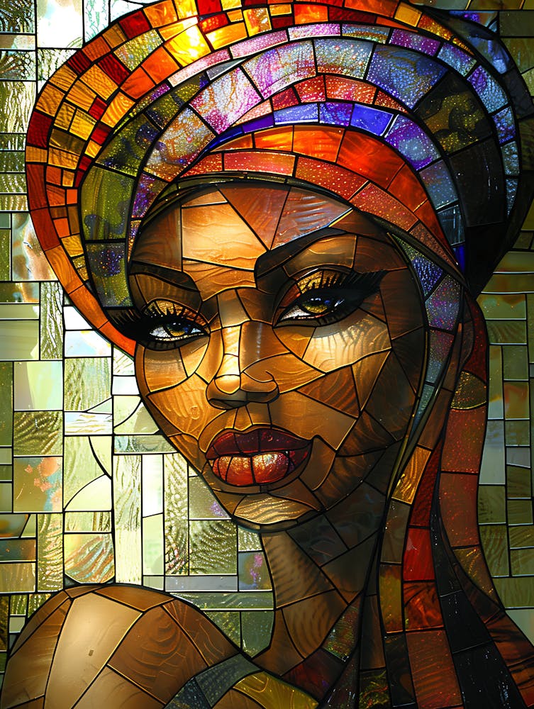 African Woman Stained Glass 3