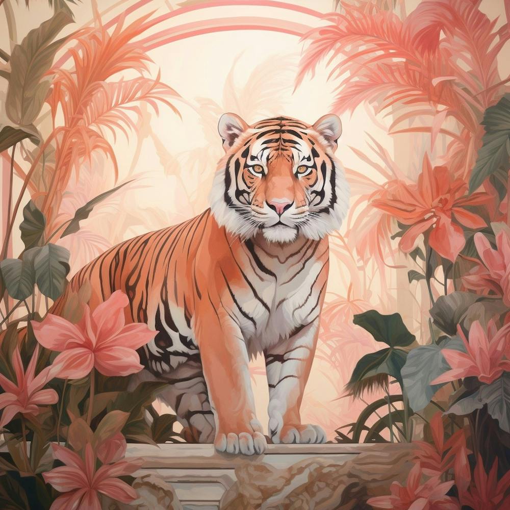 Tiger 7 Pink Jungle Animal Portrait