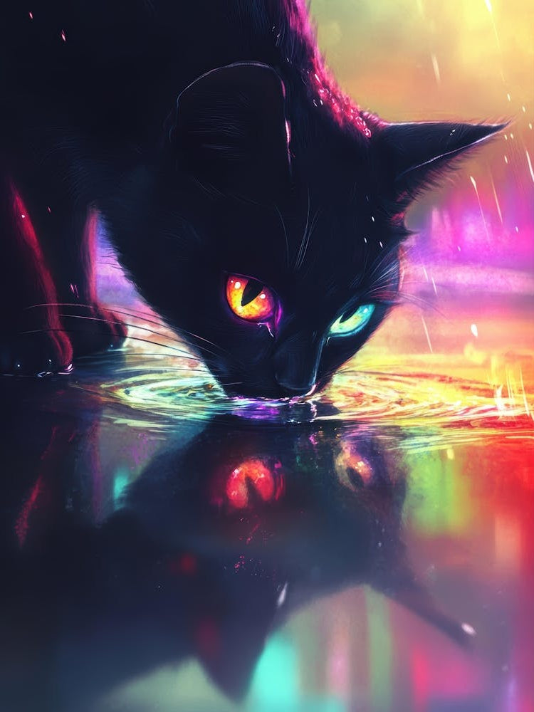 Black Cat With Rainbow Eyes