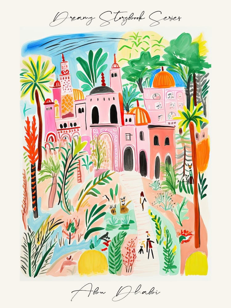Poster Of Abu Dhabi, Dreamy Storybook Illustration 3