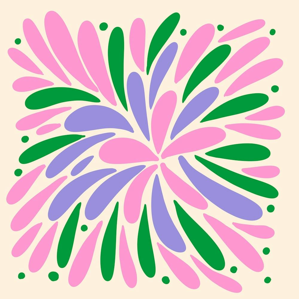Floral Burst pink, violet and green