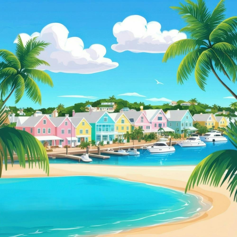Colorful Houses On A Beach