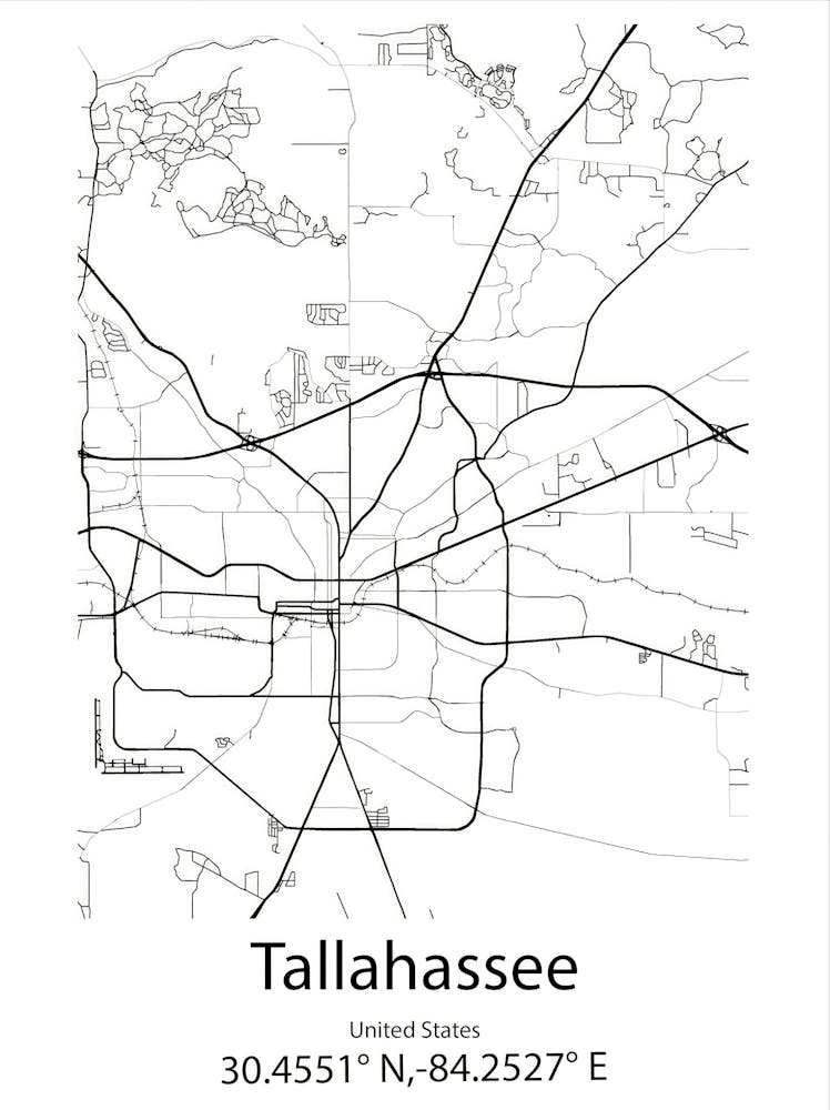 Tallahassee,United States Minimalist Map