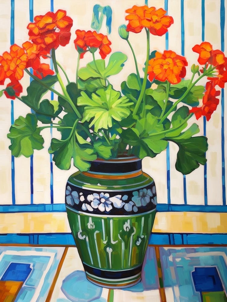 Flowers In A Vase Still Life Painting Geranium 3