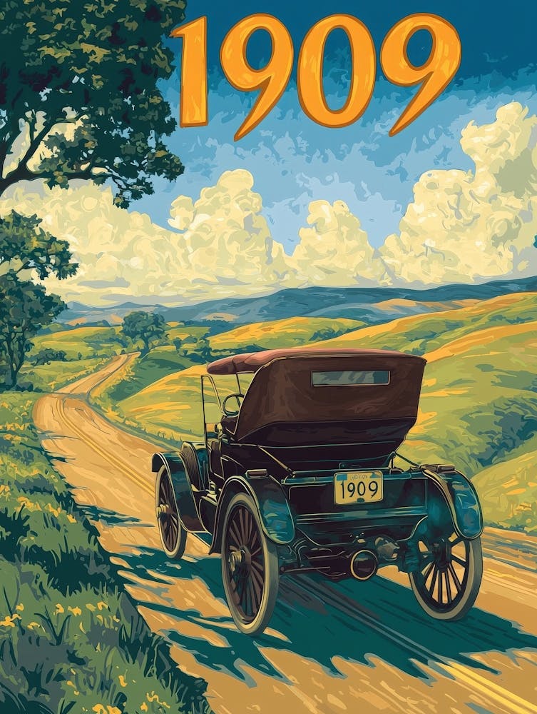 Aihrgdesign A Vintage Poster Of An Early Open Top Automobile 3