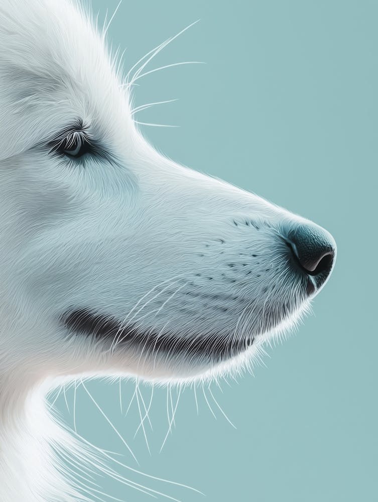 White Dog Portrait.Generated AI. Wall