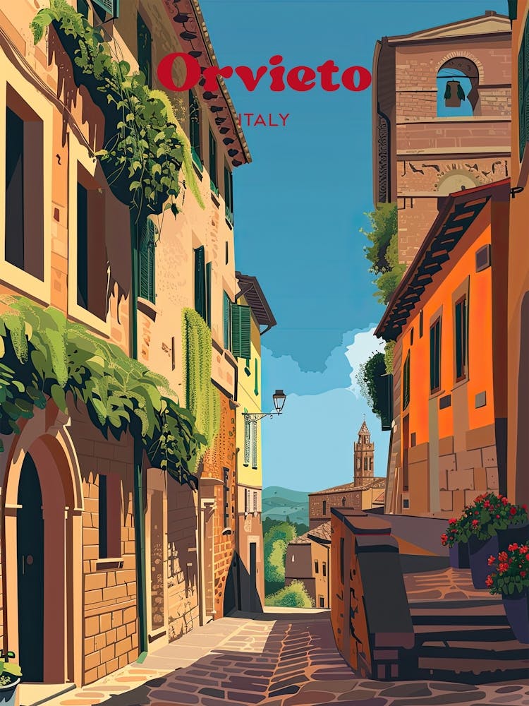 Orvieto Italy Streetview Digital Travel Art