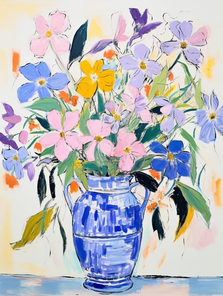 Flower Painting Fauvist Style Periwinkle 2