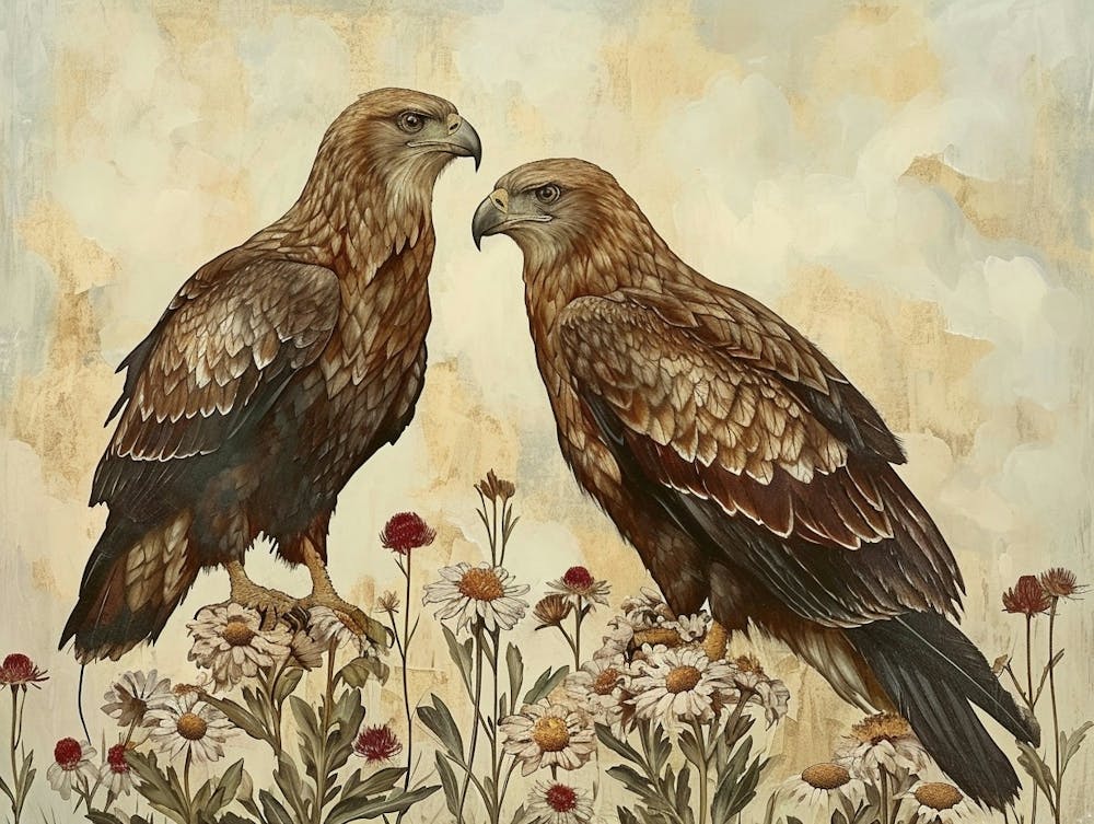 Floral Animal Illustration Eagle 2