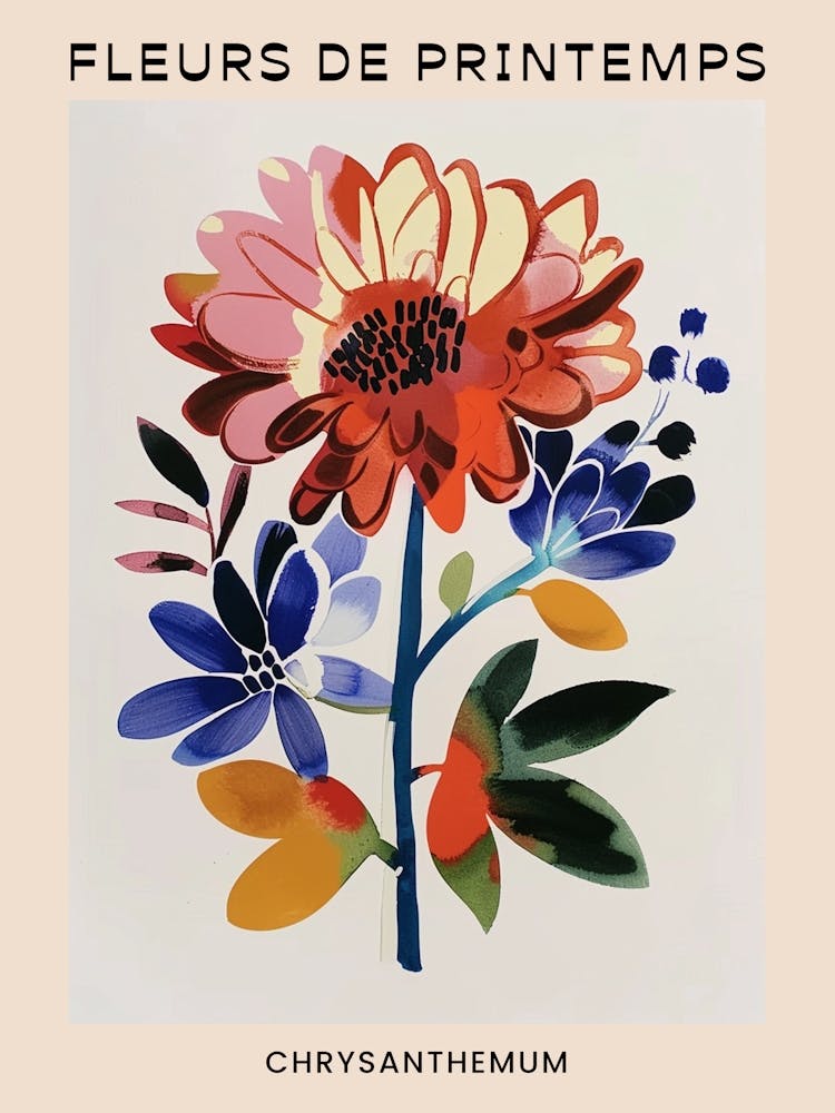 Spring Floral French Poster  Chrysanthemum 2