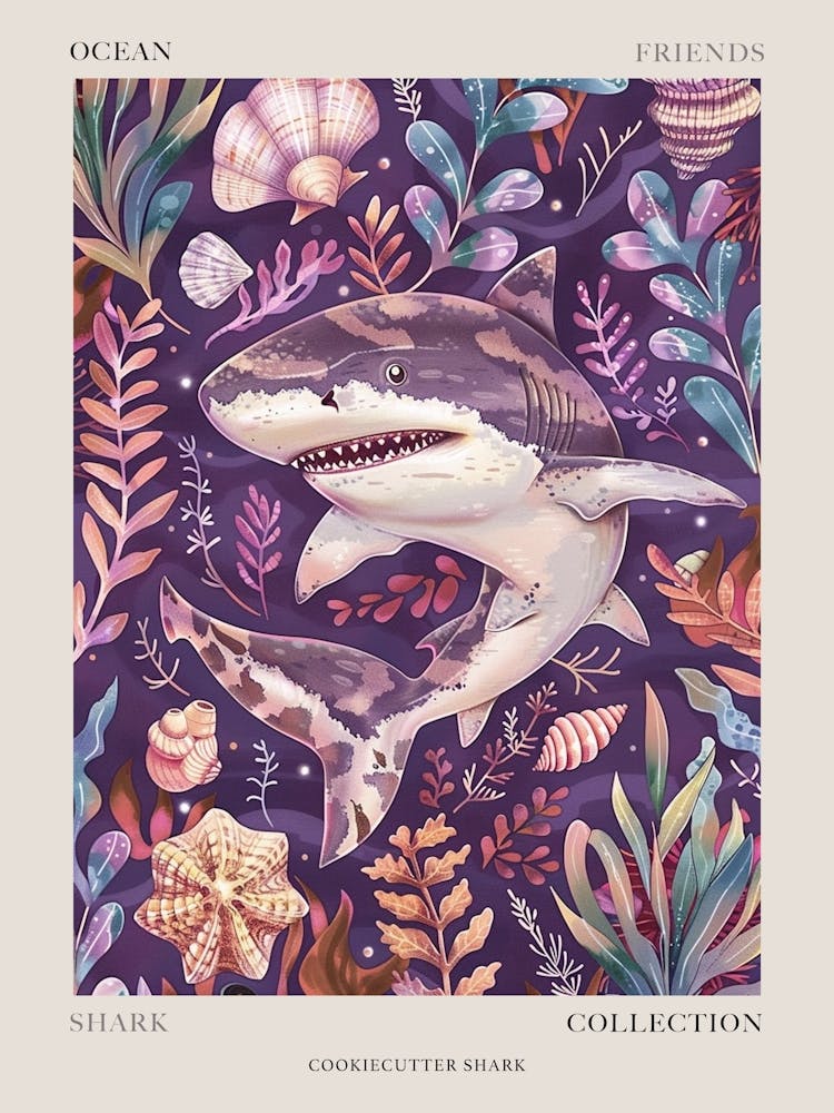 Purple Cookiecutter Shark Illustration 3 Poster