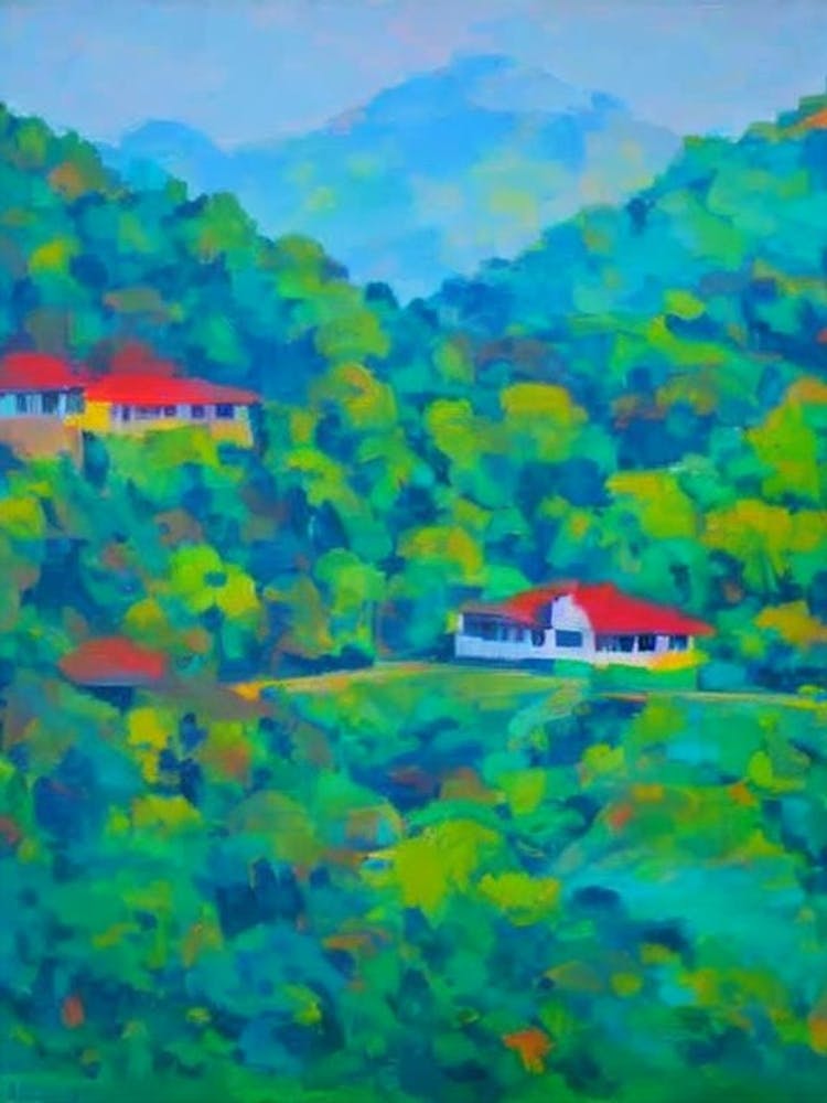 Jim Corbett National Park India Blue Oil Painting 1 