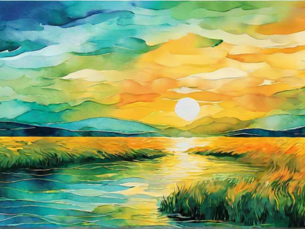 Sunset Over The River