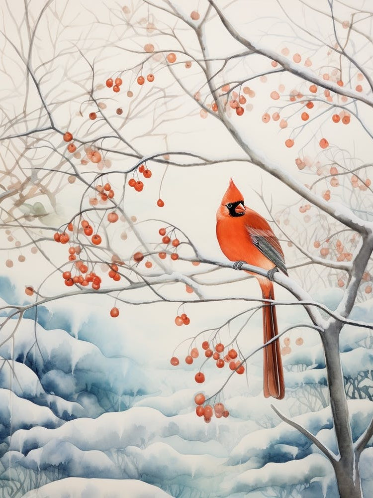 Winter Bird Painting Cardinal 2
