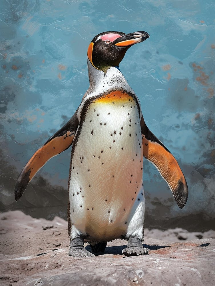 Galapagos Penguin Bartolom Island Colour Block Painting 4