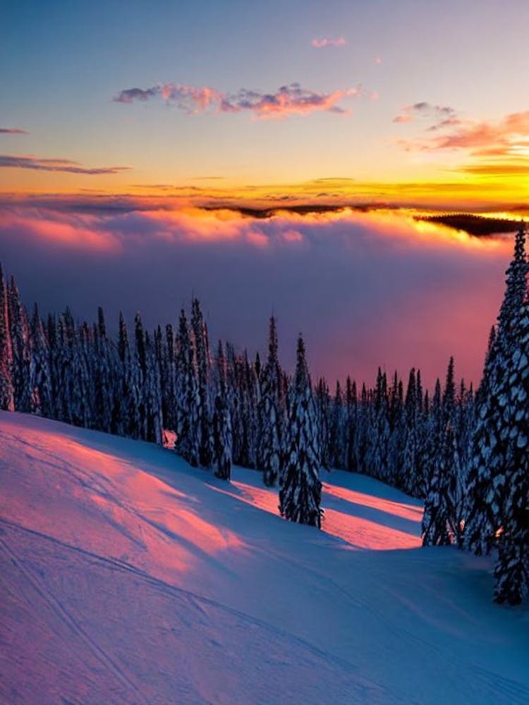 Ruka, Finland Sunrise Skiing Poster