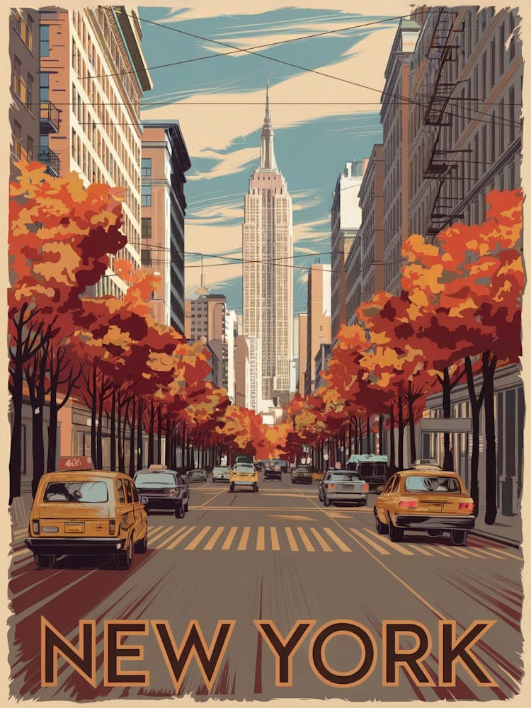 Autumn in New York, vintage-inspired illustration!