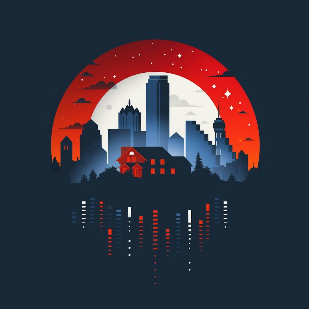 A Modern, Minimalist Real Estate Logo Featuring A Stylized Castle Tower Icon Constructed Out Of A House Silhouette And Office Building Shapes, In A Flat Geometric Style